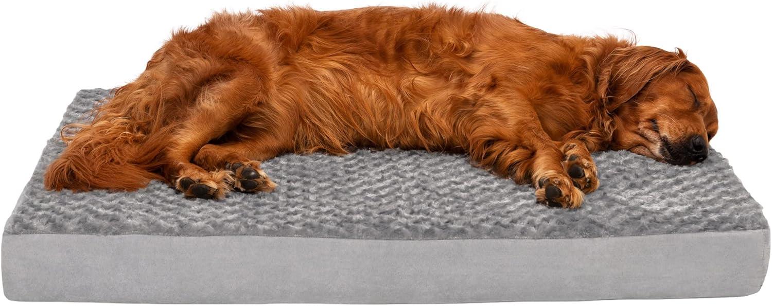 FurHaven Ultra Plush Faux Fur & Suede Orthopedic Foam Deluxe Mattress Dog Bed