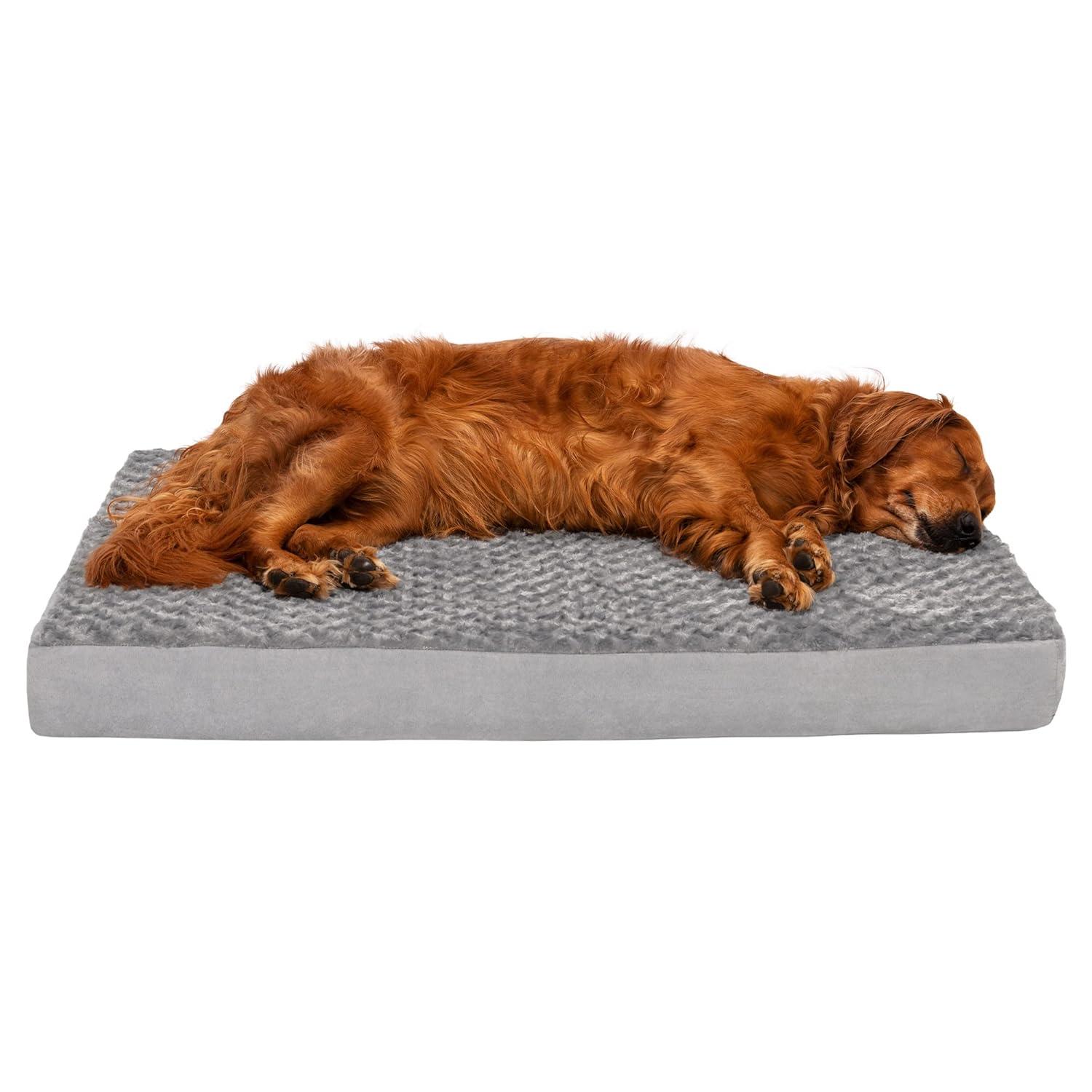 FurHaven Ultra Plush Faux Fur & Suede Orthopedic Foam Deluxe Mattress Dog Bed