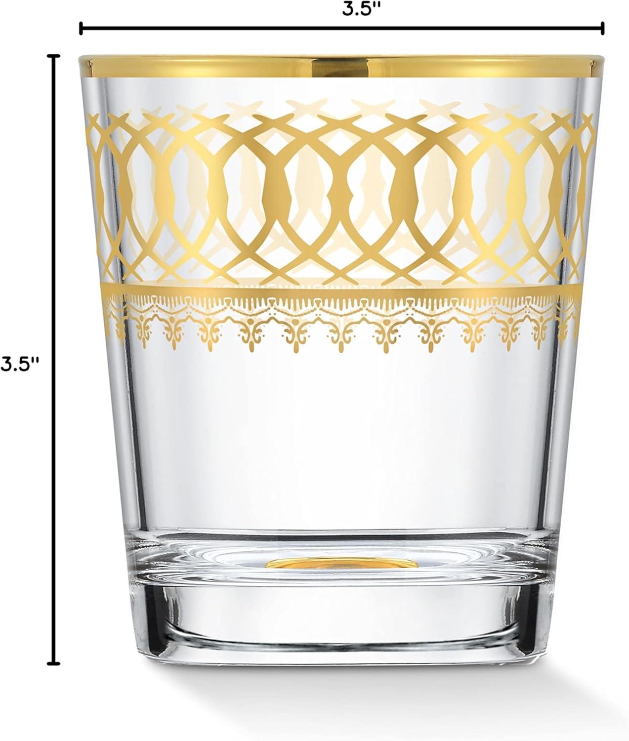 Gold Embellished 10oz Lead-Free Crystal Whiskey Glass Set