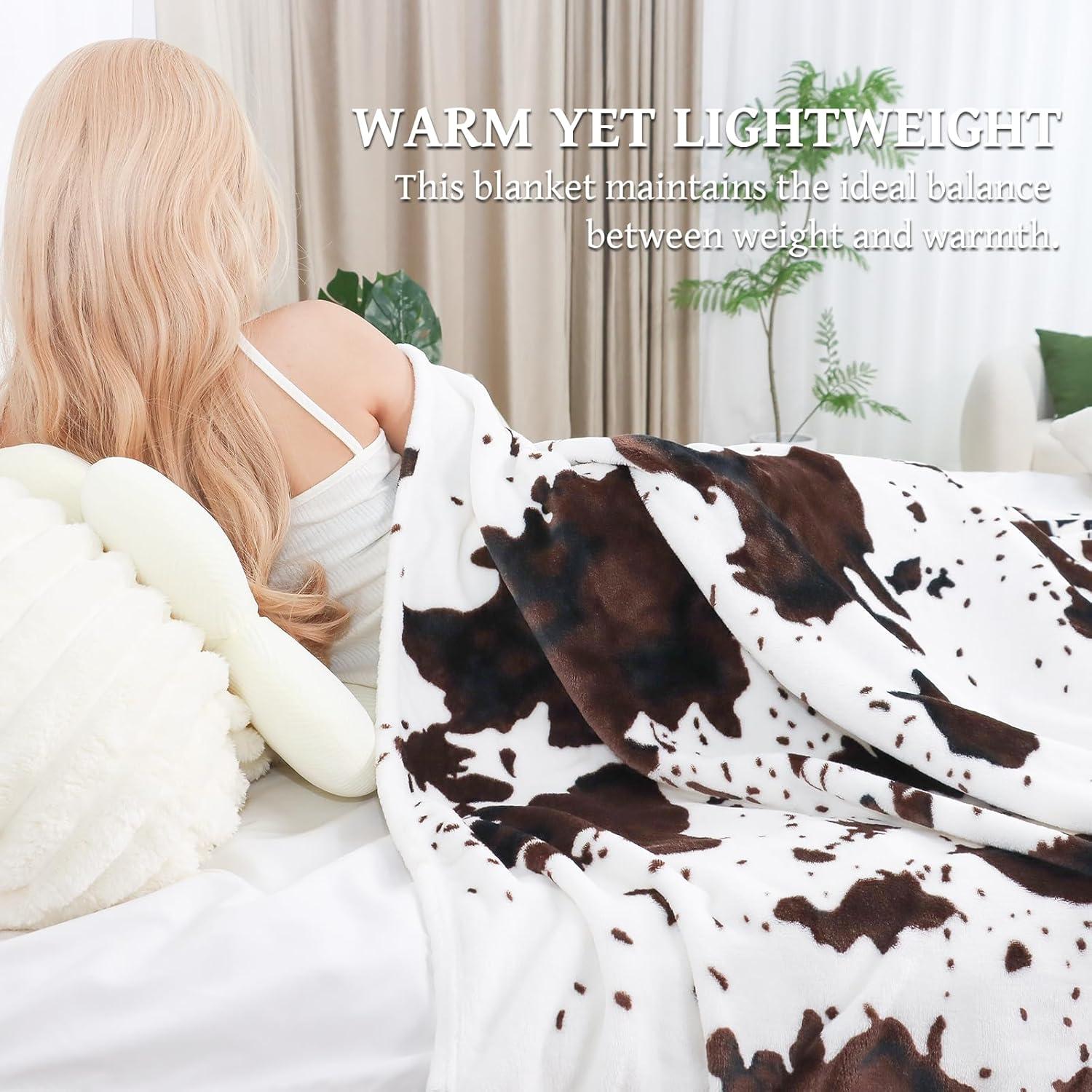 Cow Print Blanket Animal Brown Black Milky White Throw Blankets,Cow Print Blanket for Kids Adults, Soft Cow Blankets and Throws Cowhide Decor for Couch Sofa Bed 40"×50"