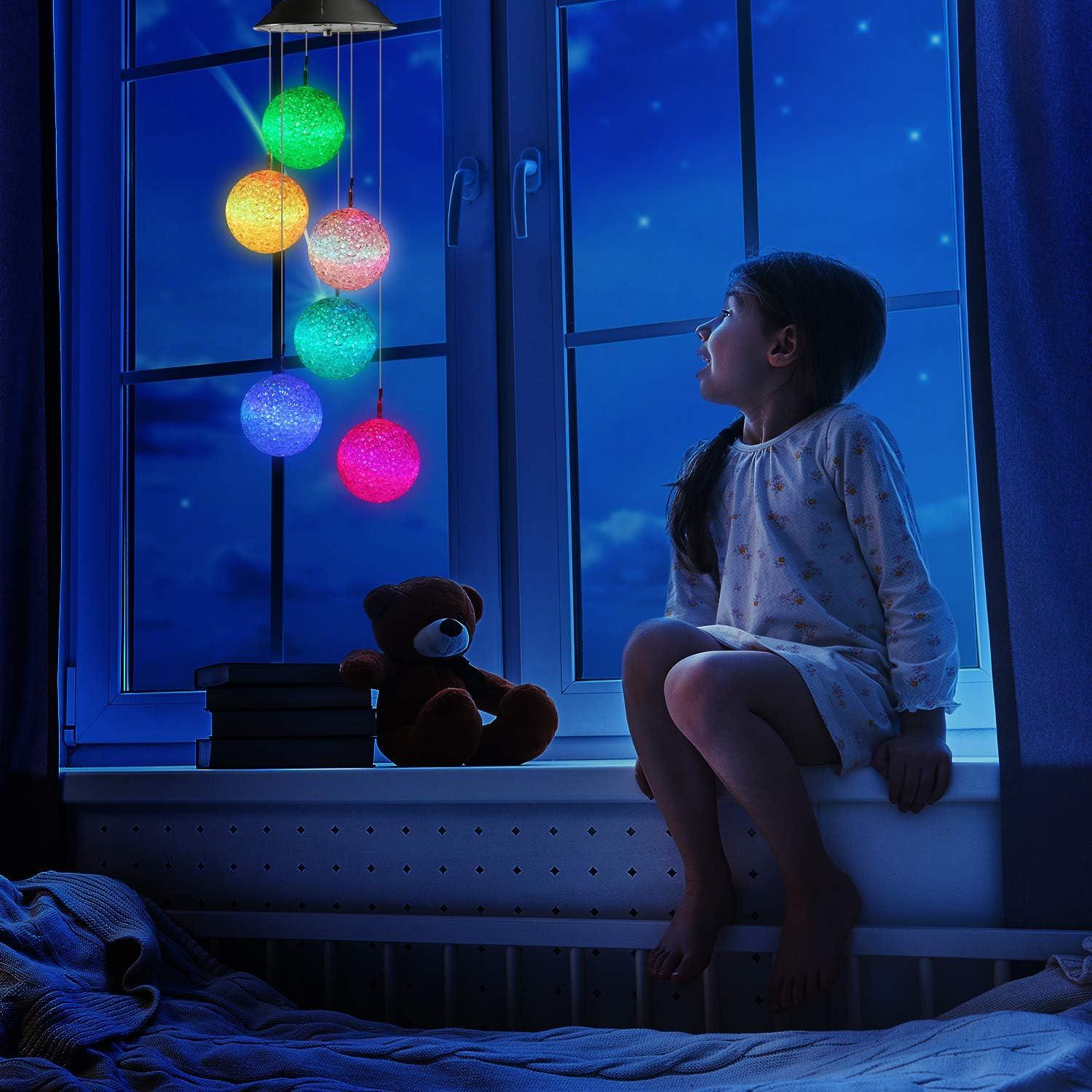 Toodour Solar String Lights, Color Changing Solar Ball Wind Chimes, LED Decorative Mobile, Waterproof Outdoor String Lights for Patio, Balcony, Bedroom, Party, Yard, Window, Garden, Easter Decorations