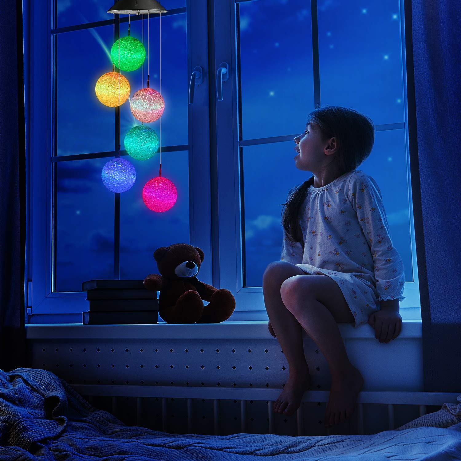 Toodour Solar String Lights, Color Changing Solar Ball Wind Chimes, LED Decorative Mobile, Waterproof Outdoor String Lights for Patio, Balcony, Bedroom, Party, Yard, Window, Garden, Easter Decorations