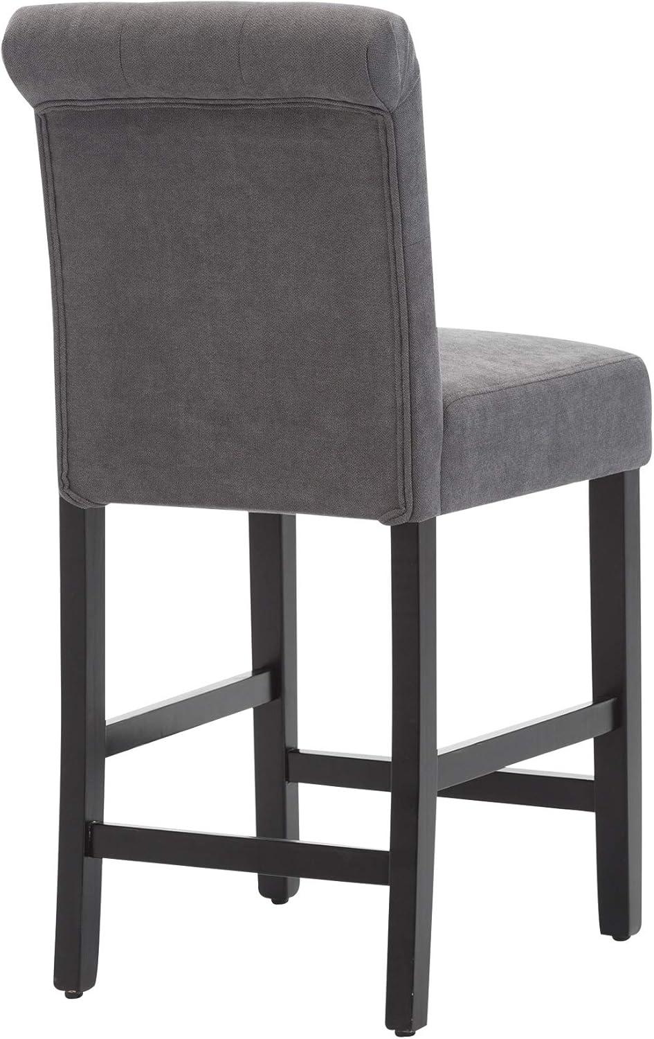 Xayoca 24 Inches Upholstered Counter Height Bar Stools Kitchen Island Chairs Padded Barstools with Button-Tufted Back and Solid Wood Legs Set of 2（Gray）