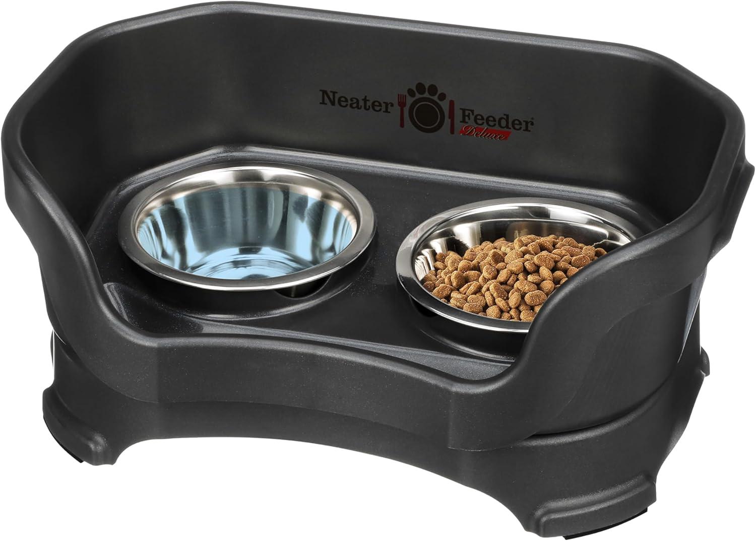 Neater Pets Neater Feeder Deluxe Mess-Proof Elevated Food & Water Bowls for Small Dogs, Black