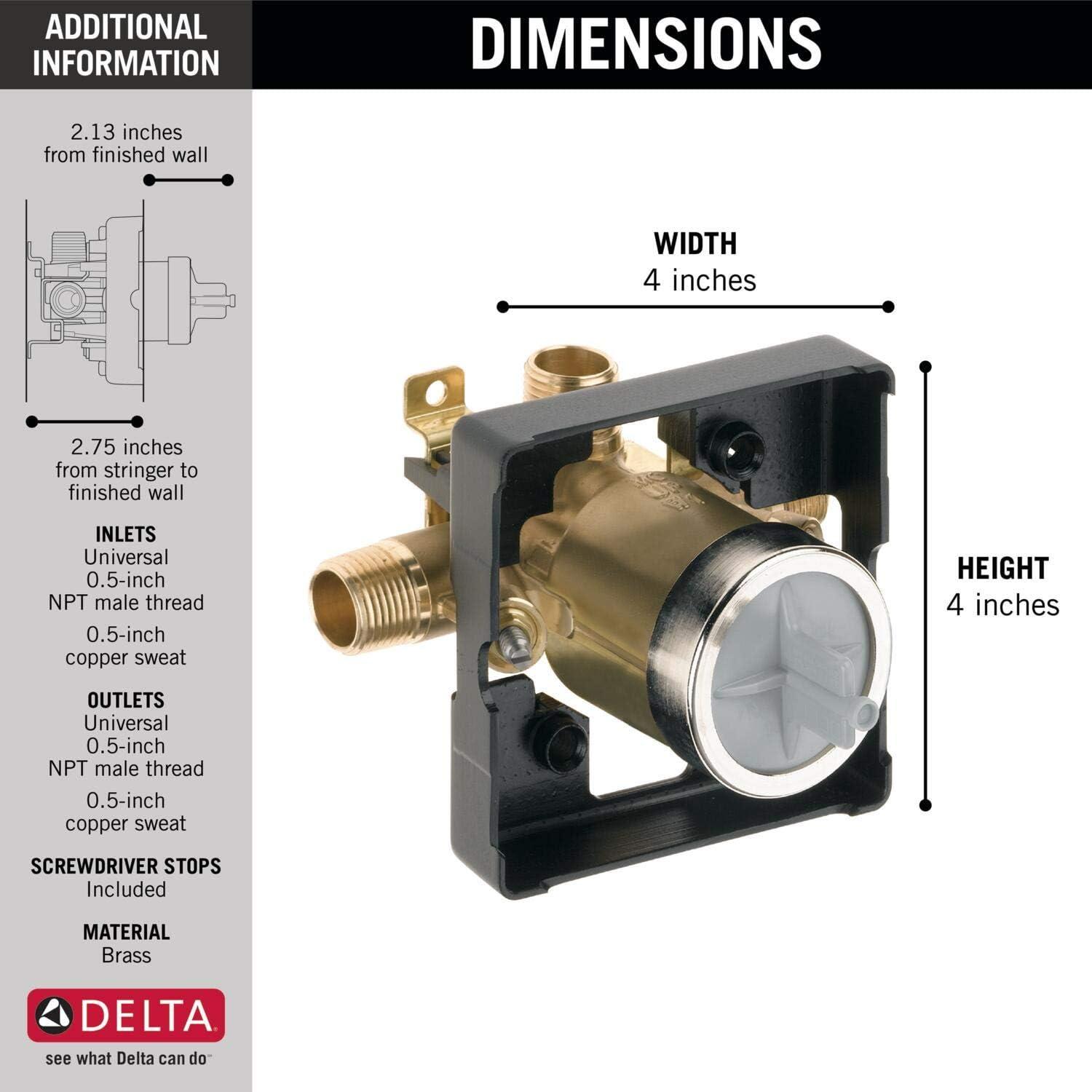 Universal High-Flow Brass Shower Rough Valve Body