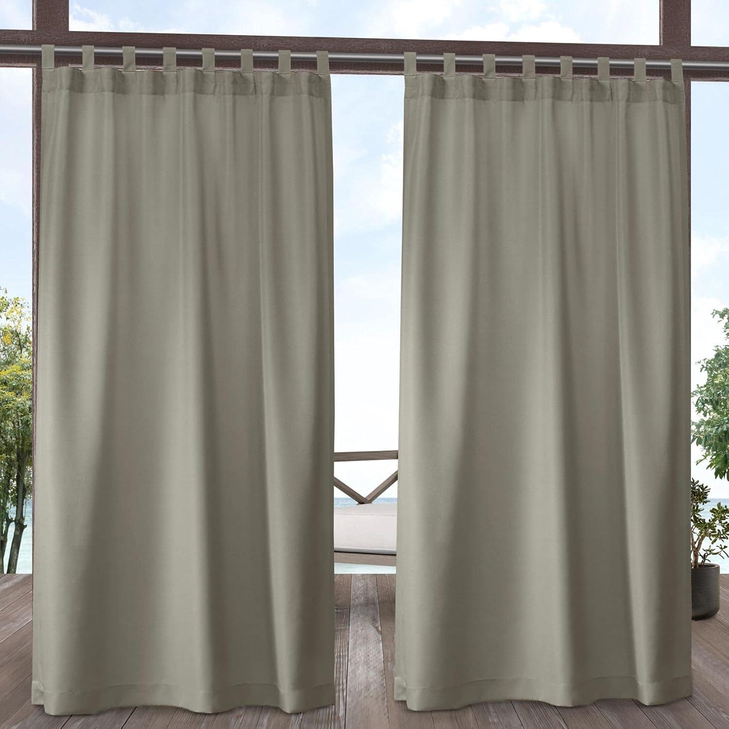 Set of 2 Indoor/Outdoor Solid Cabana Tab Top Window Curtain Panel - Exclusive Home