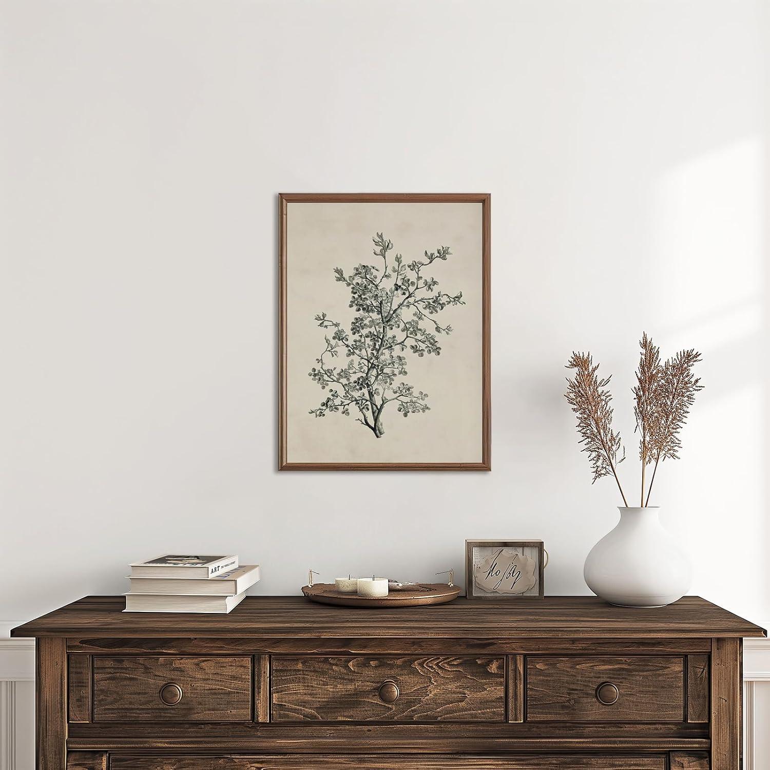 Vintage Botanical Wall Art Prints - Black and White Sketch Art Decor - Antique Pictures and Rustic Paintings for Living Room Bedroom - 12"x16" Unframed