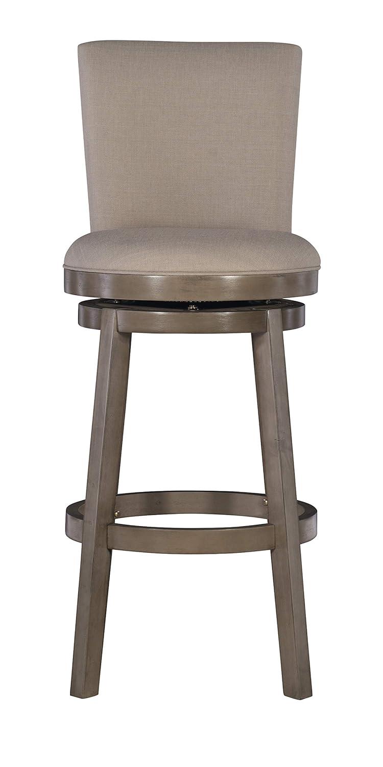 Linon Davis Round 32" Mid Back Swivel Bar Stool, Rustic Taupe/Beige