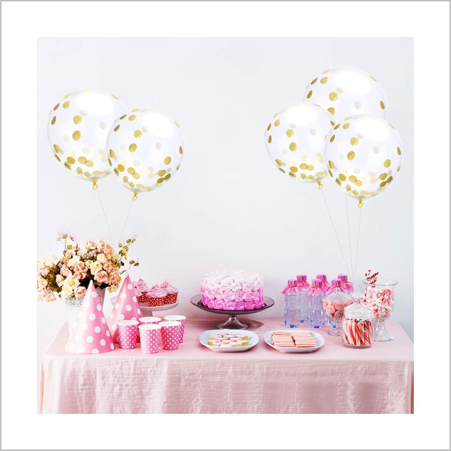 36 Inch Jumbo Confetti IFF17 Balloons, Giant Latex with Gold Confetti (Premium Helium Quality) Pkg/6 Latex glitter balloons for Party/Birthdays/Wedding/Festivals Christmas and Event Decorations