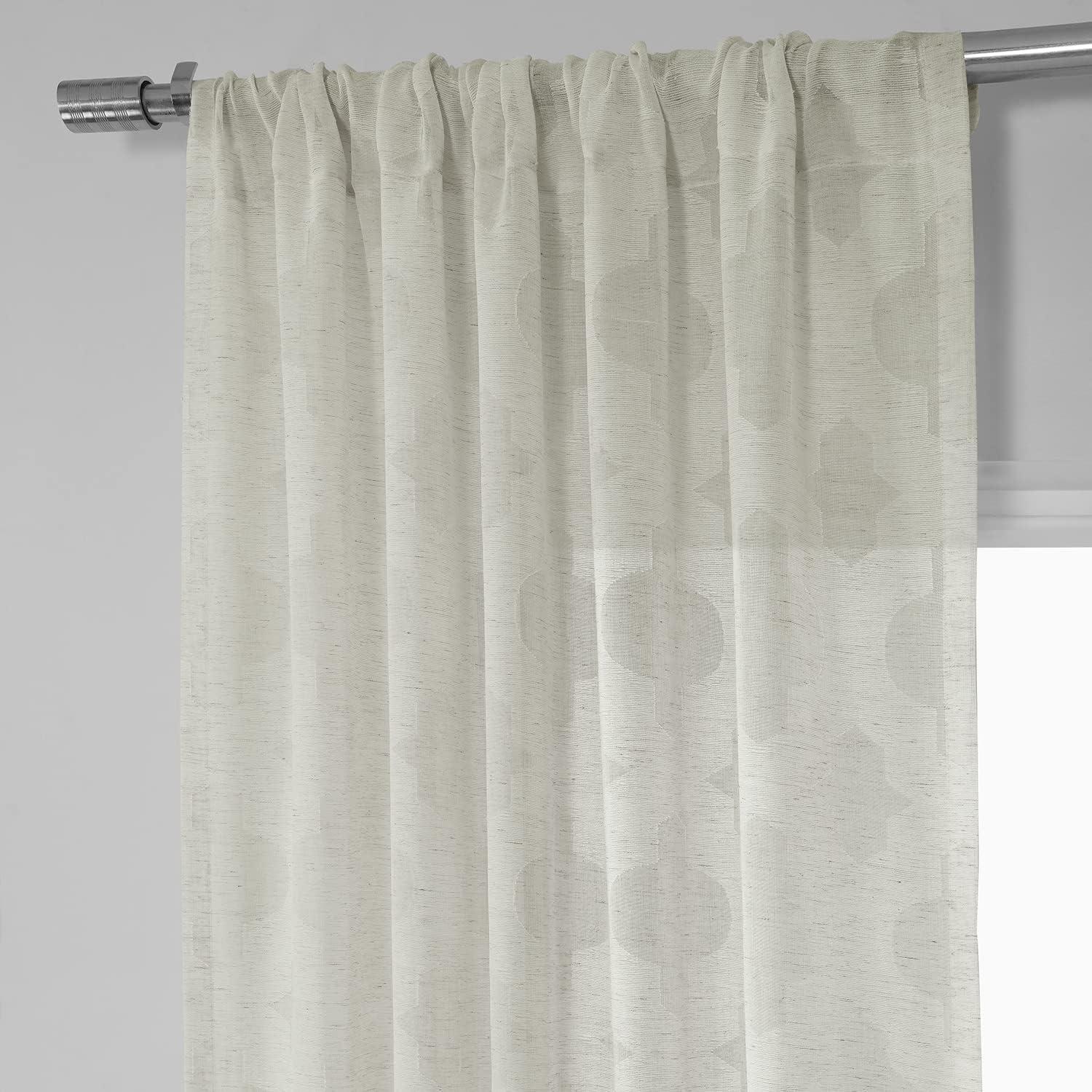 Calais Tile Patterned Sheer Linen 96" Window Panel