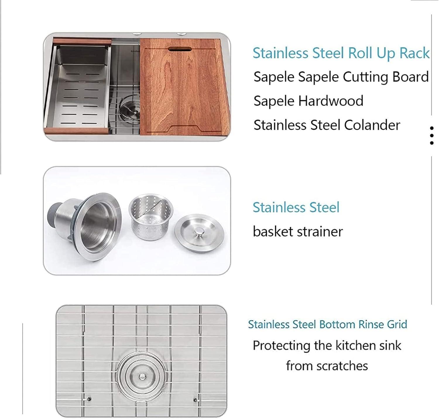 36 Farmhouse Sink Stainless Steel Kitchen Sink Apron Front Ledge Workstation Single Bowl Farm Sink