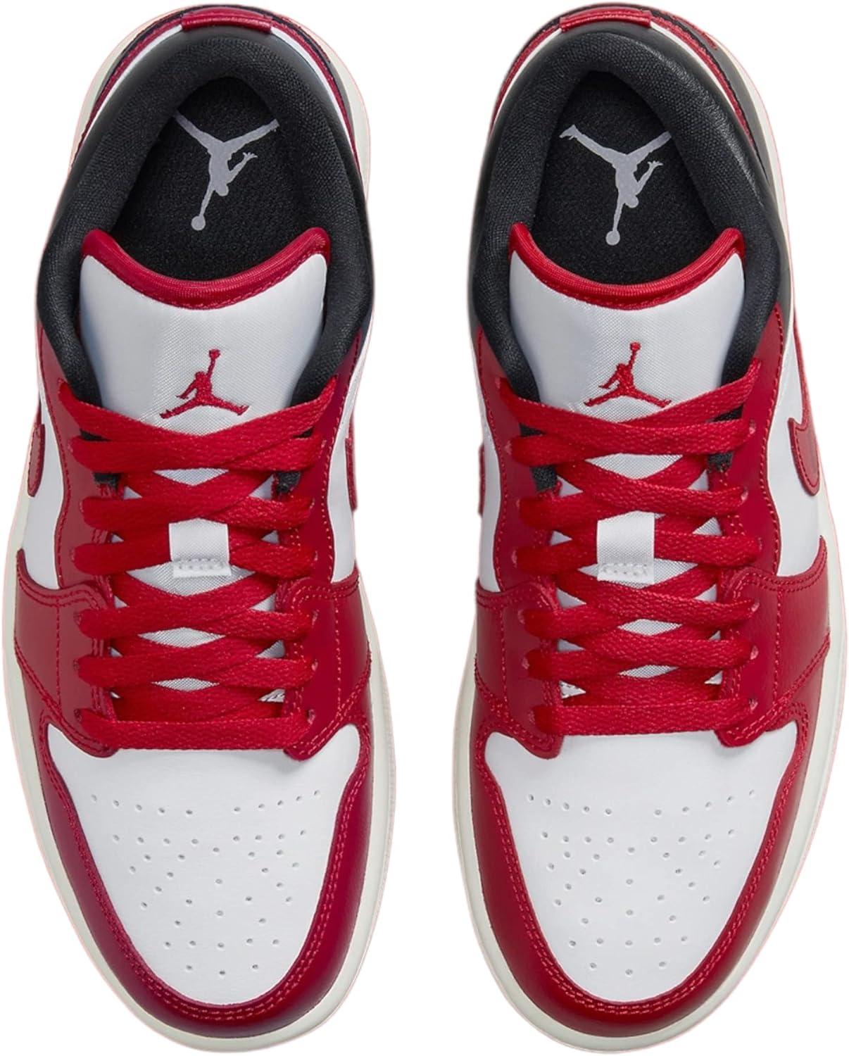 Women's White and Red Genuine Leather Casual Sneakers