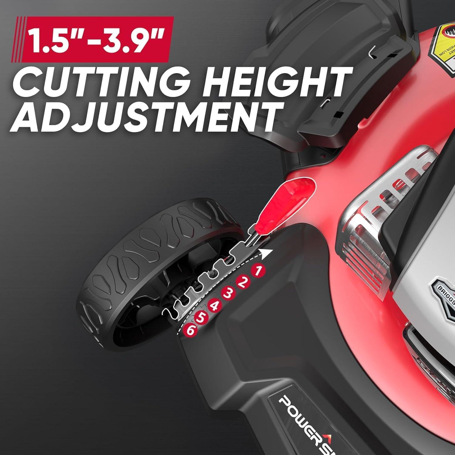 Red 21-Inch Gas Powered Rotary Lawn Mower with 125CC Engine