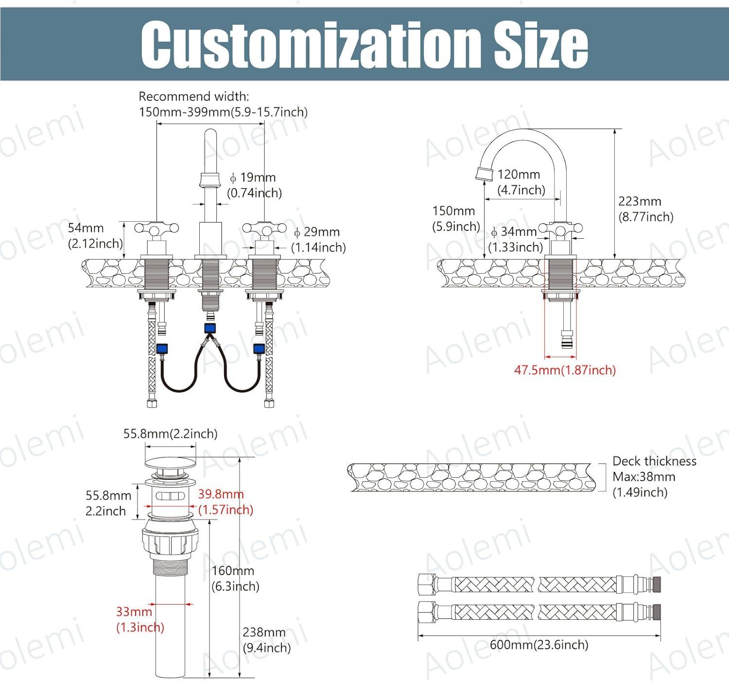 Widespread 2-handle Bathroom Faucet