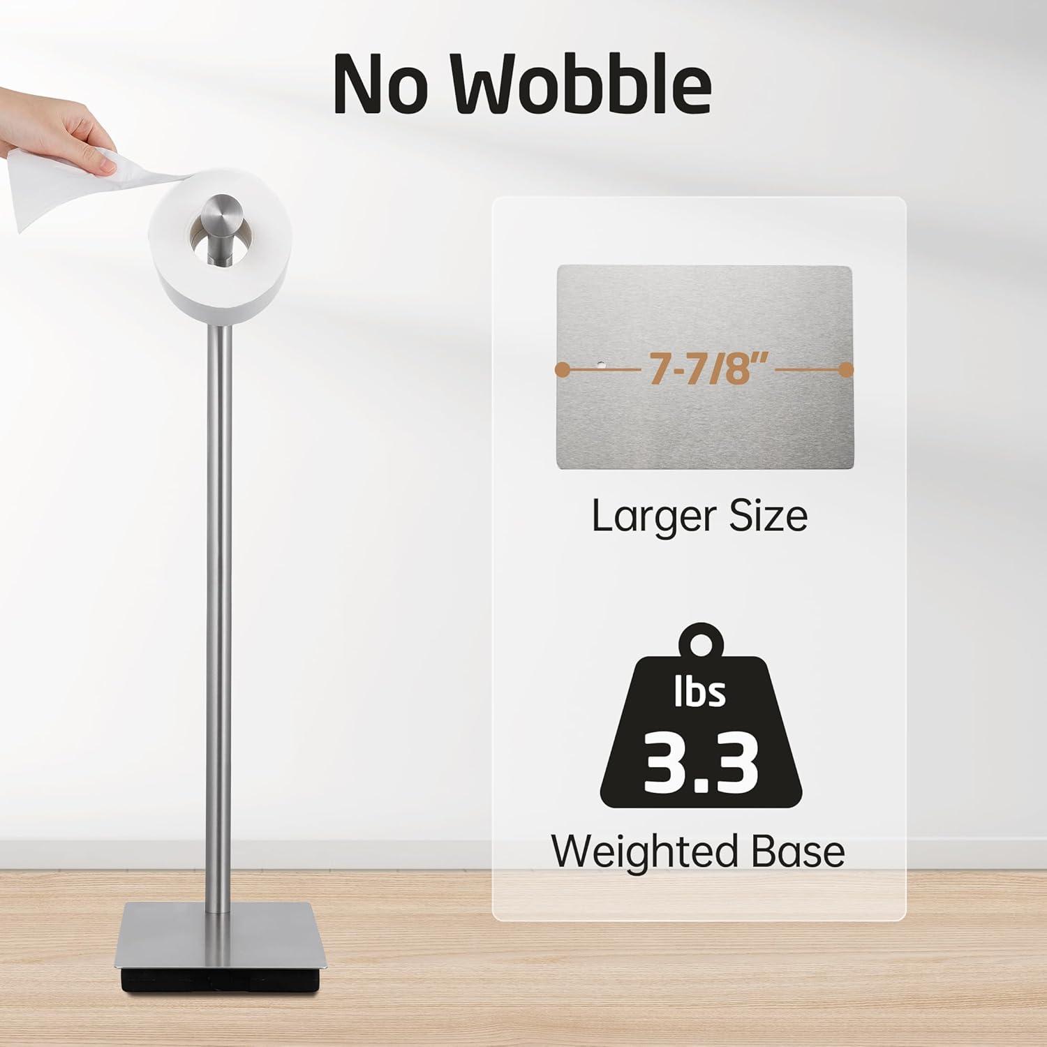 KES Freestanding Toilet Paper Holder with Weighted Base 26" H SUS304 Stainless Steel