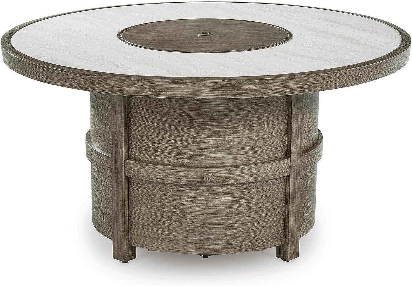 Signature Design by Ashley Rainier Ranch Beige Fire Pit Table