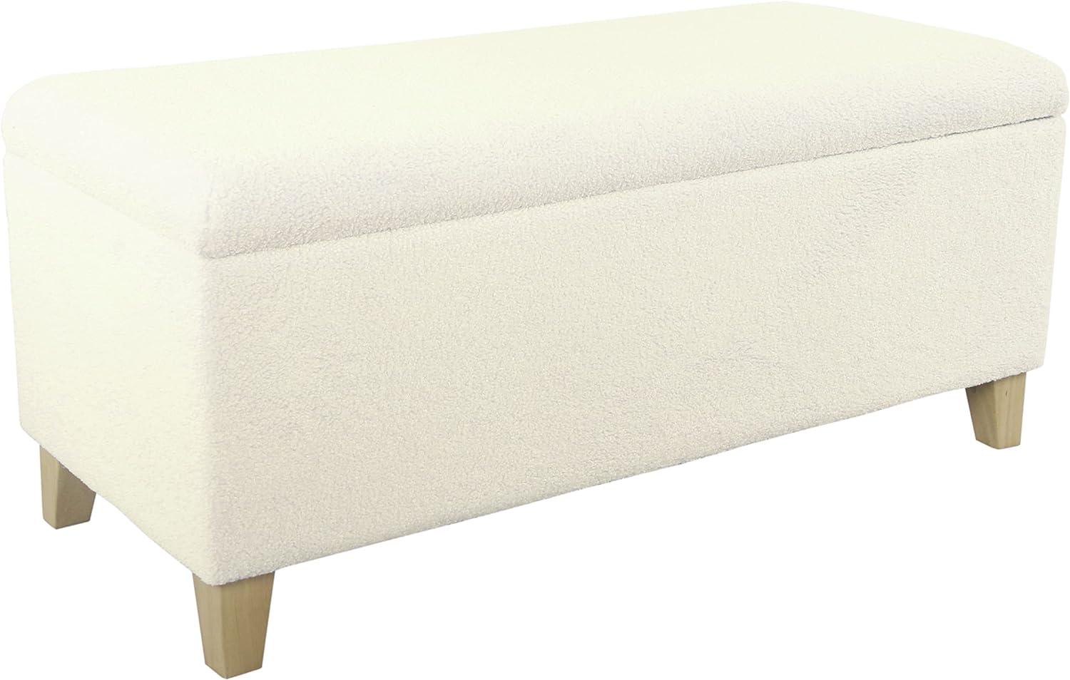 Faux Shearling Storage Bench Cream - HomePop: Ottoman with Hinged Lid, Bedroom & Living Room