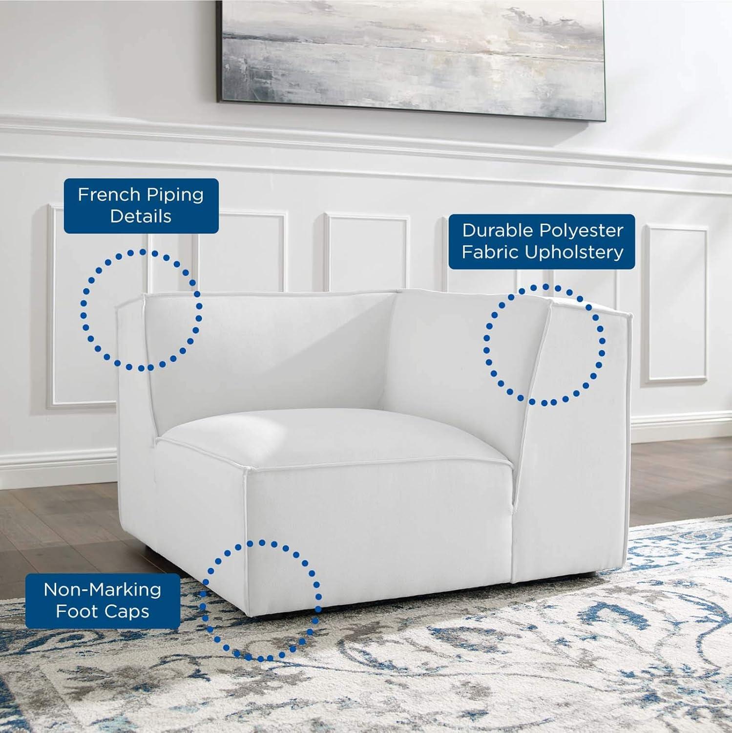 Modway Restore Sectional Sofa Corner Chair White: Upholstered Polyester, Wood Frame, Modern Style