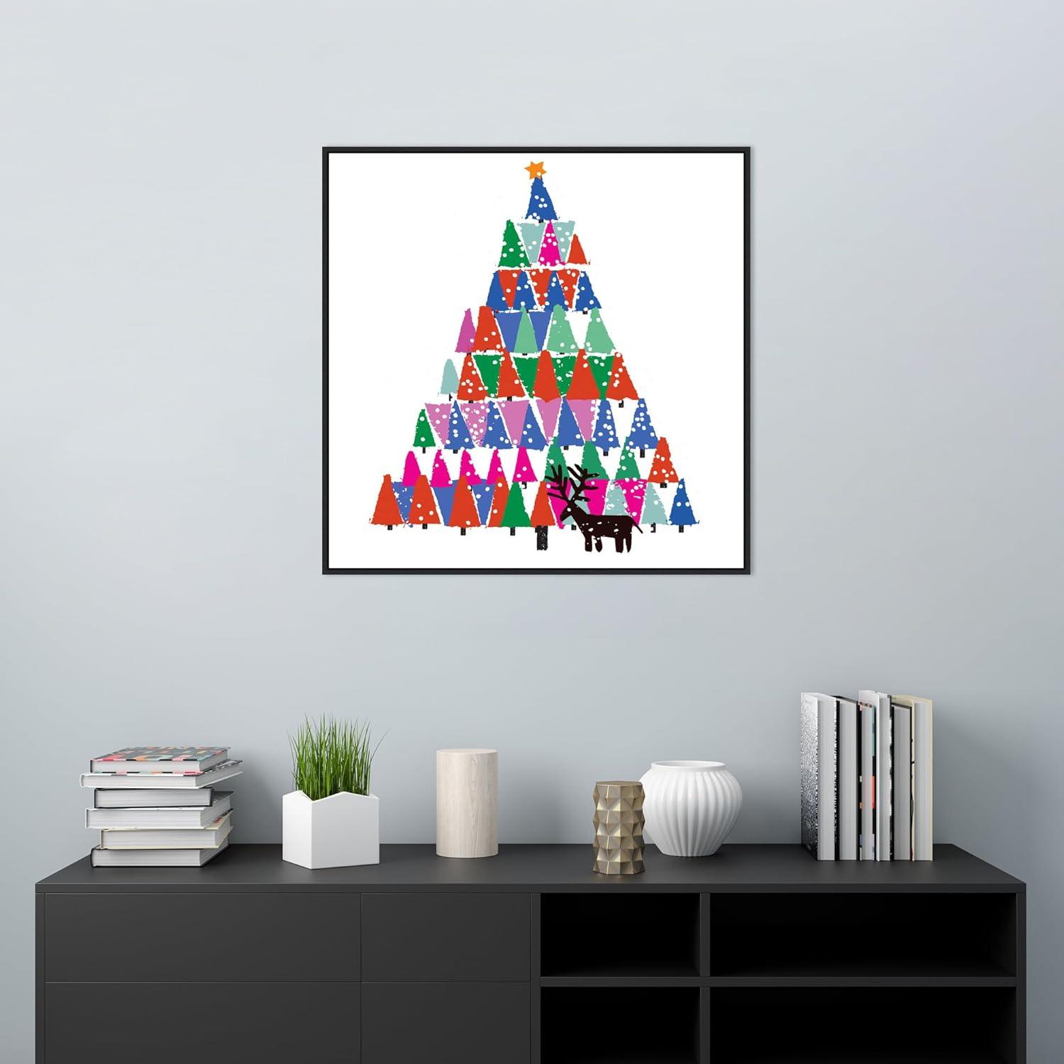 Amanti Art Christmas Tree by Jenny Frean Canvas Wall Art Print Framed 30-in. W x 30-in. H.