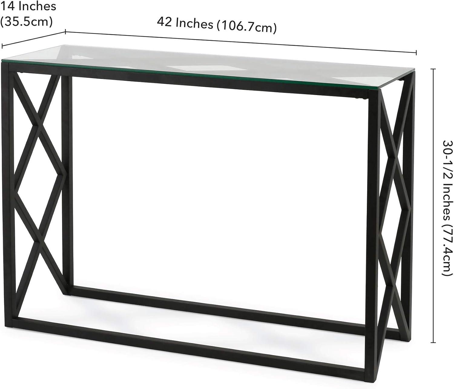 Henn&Hart 42" Blackened Bronze Metal/Glass Console Table