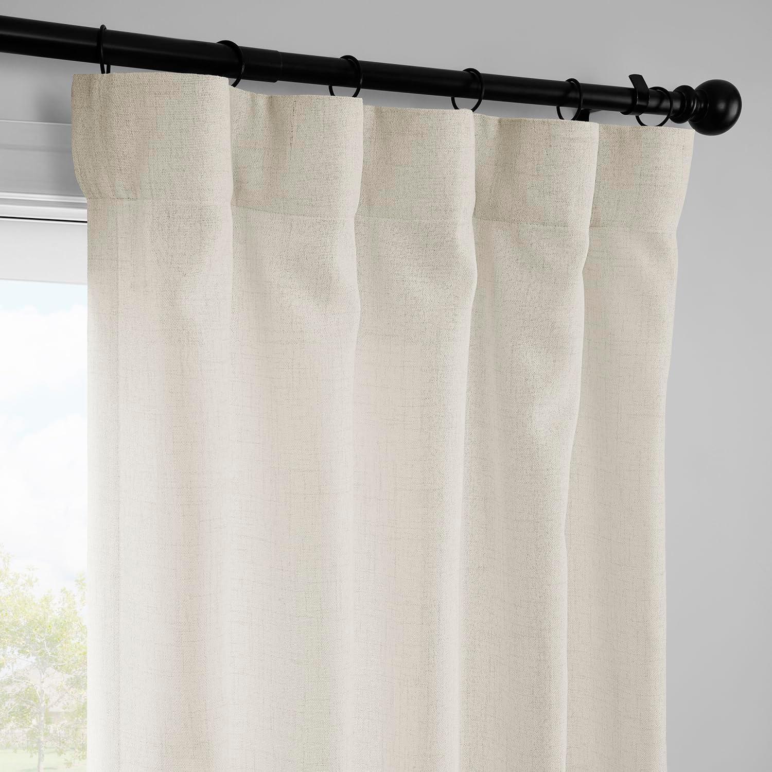 HPD Half Price Drapes Farm Town Faux Linen Textured Semi Sheer Curtains for Bedroom 84 Inches Long (2 Panels) - Rod Pocket Window Curtains for Living Room & Home Decor - 50 X 84, French Country Cream