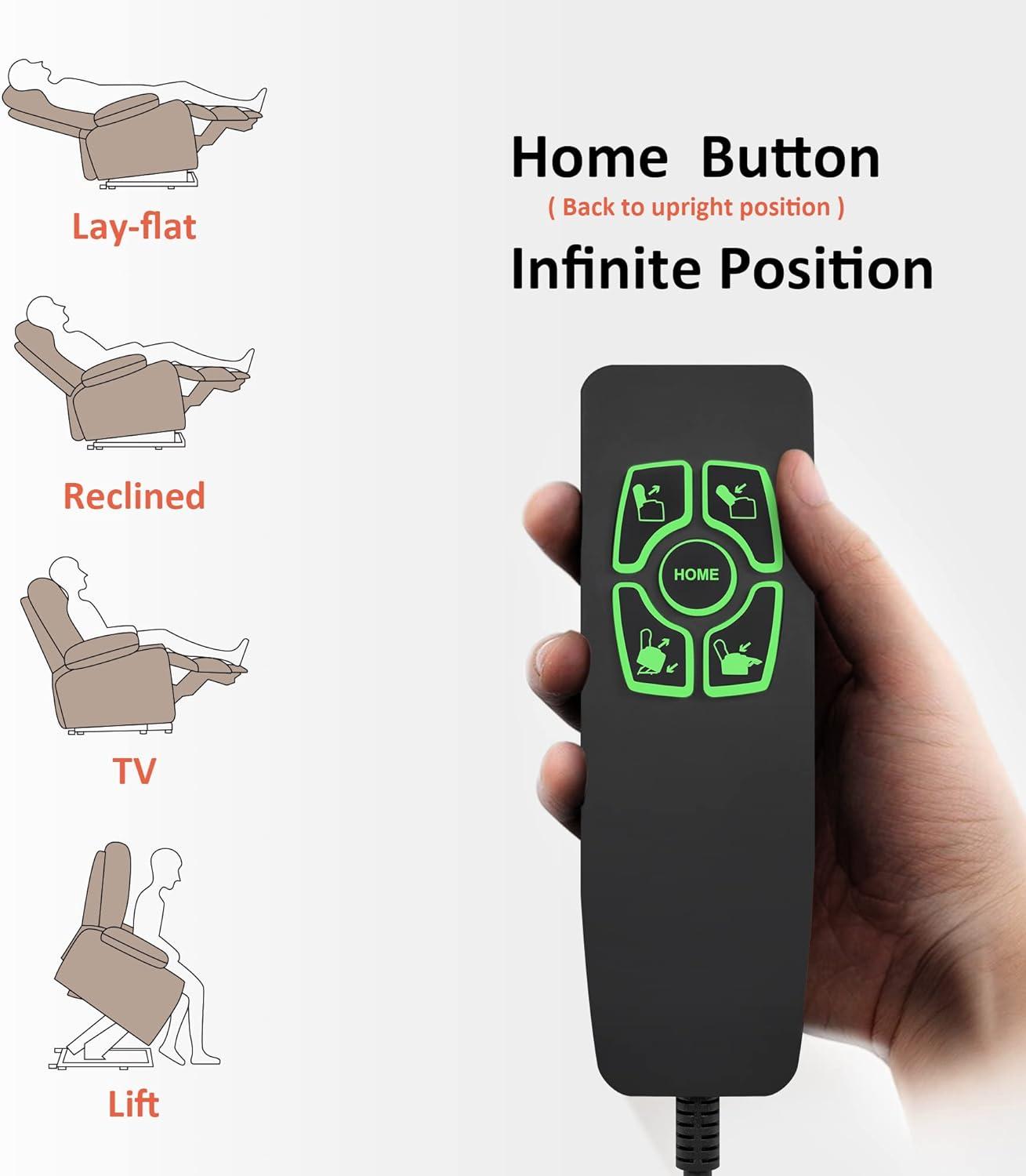 MCombo Dual Motor Large Power Lift Recliner Chair with Massage and Heat for Elderly Big and Tall People, Infinite Position, Extended Footrest, Faux Leather 7680 (Black, Large)