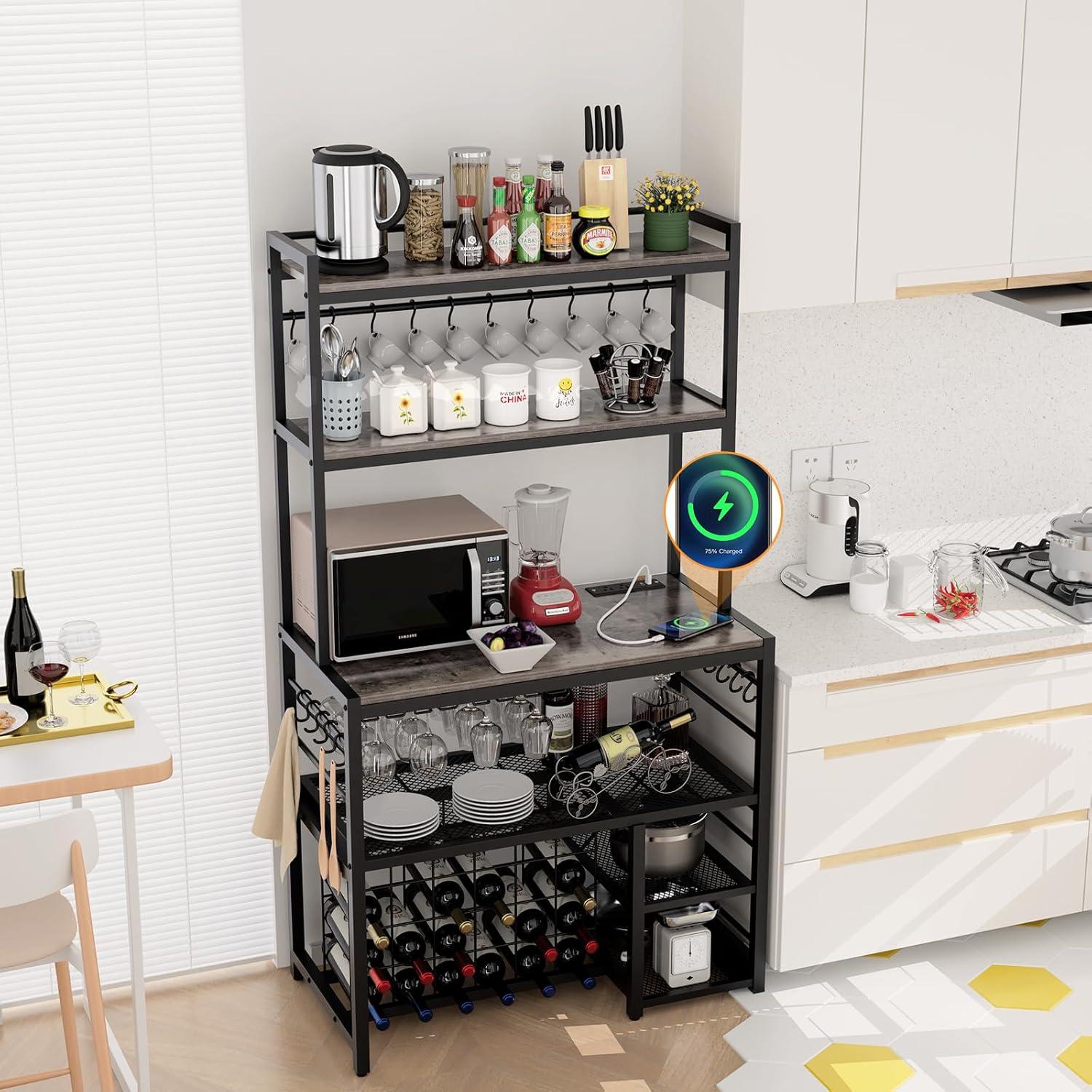 Higginsville Wine Bar Cabinet with Outlet and LED Light