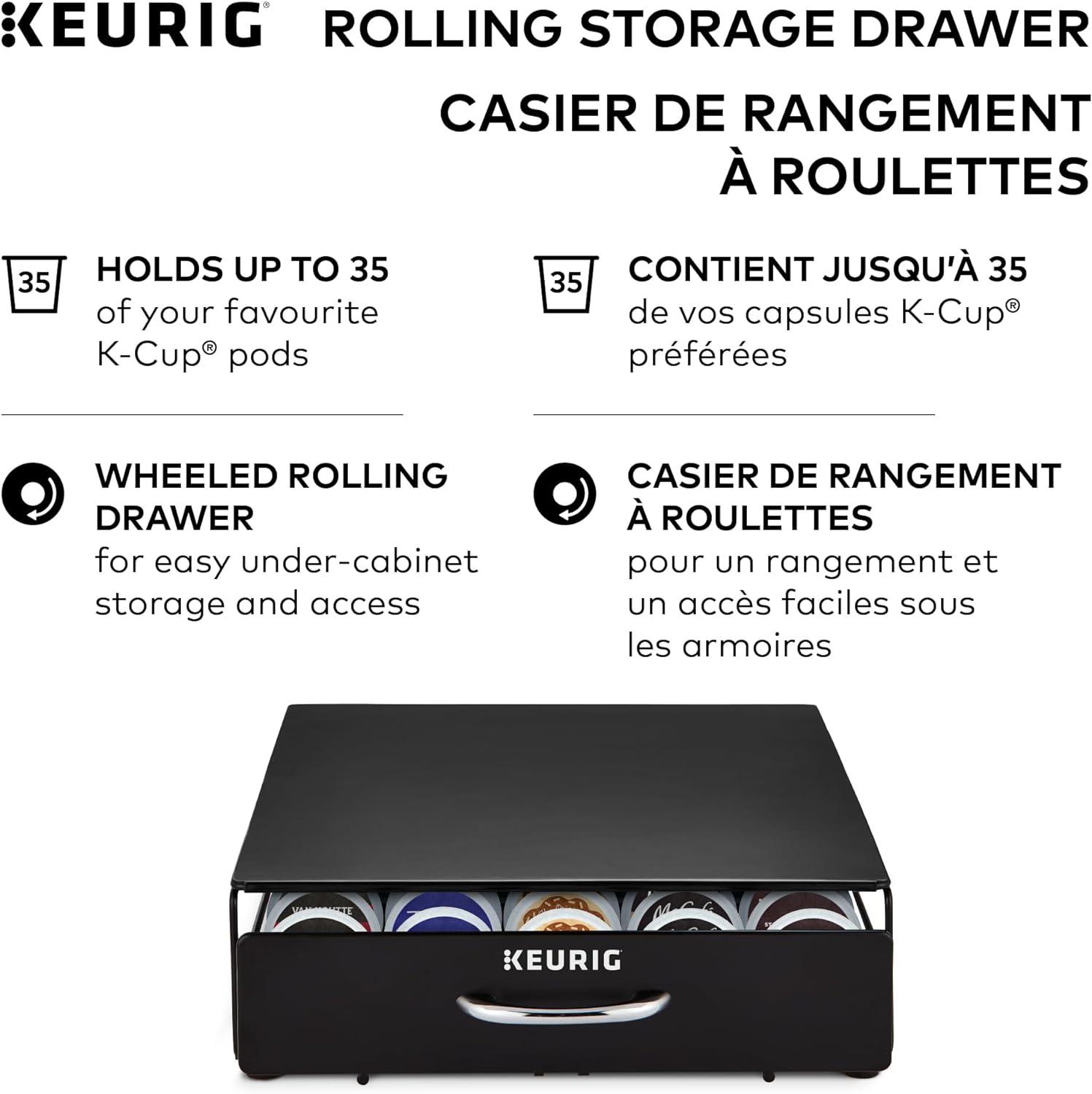 Keurig Under Brewer Storage Drawer, Holds 35 K-Cup Pods, Black