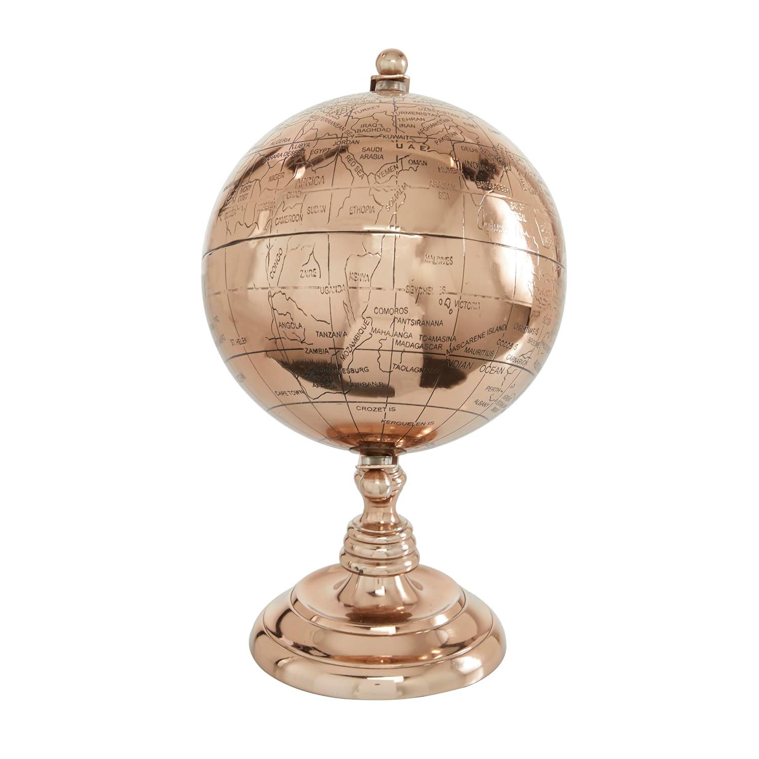 Novogratz Aluminum Metal Educational/Geographic Earth Rose Gold Globe