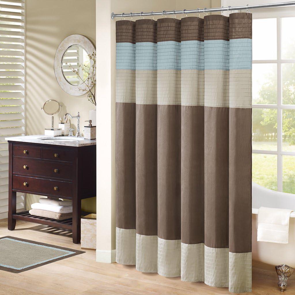 Amherst Striped Faux Silk Shower Curtain