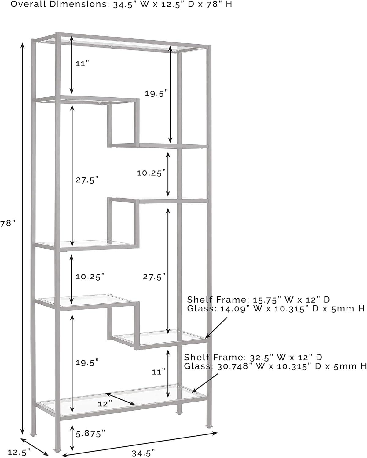 Sloane Gold Steel Geometric Etagere with Glass Shelves