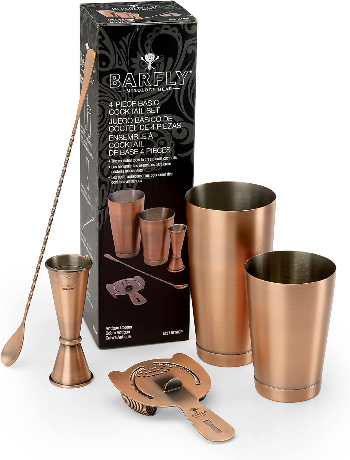 Barfly 5 Piece Basics Cocktail Set, Antique Copper