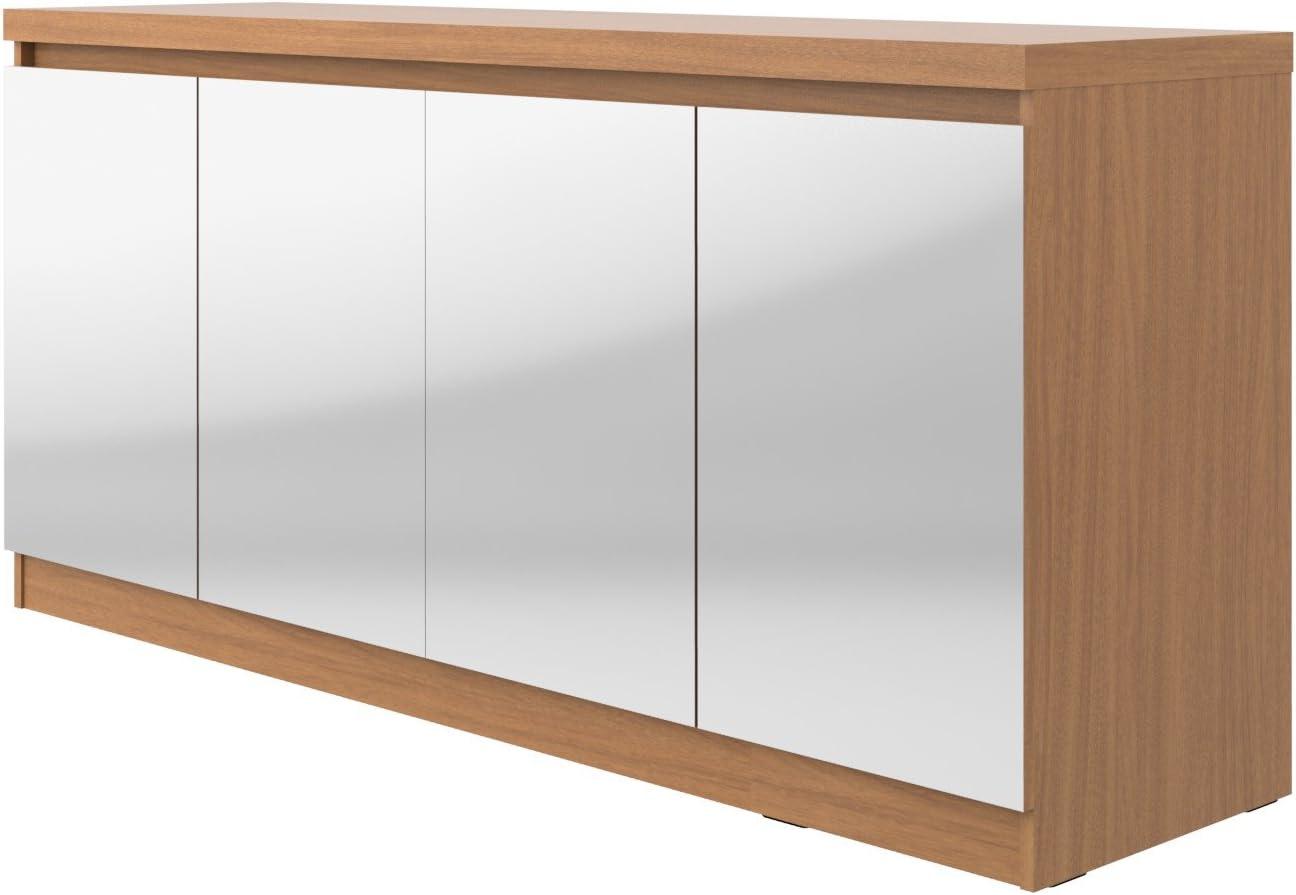 62.99" Viennese 6 Shelves Buffet Cabinet with Mirrors Matte Black - Manhattan Comfort: Modern Console Storage