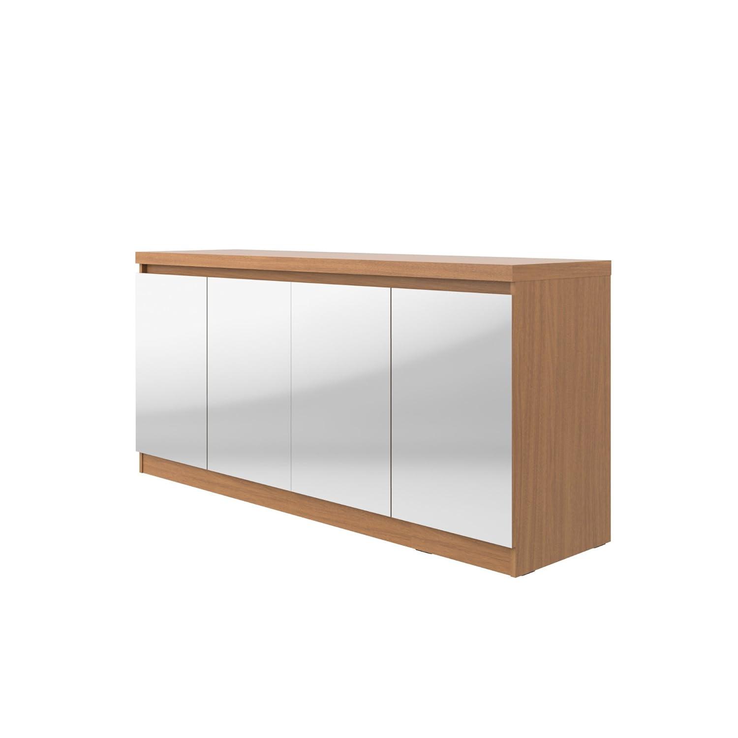 62.99" Viennese 6 Shelves Buffet Cabinet with Mirrors Matte Black - Manhattan Comfort: Modern Console Storage