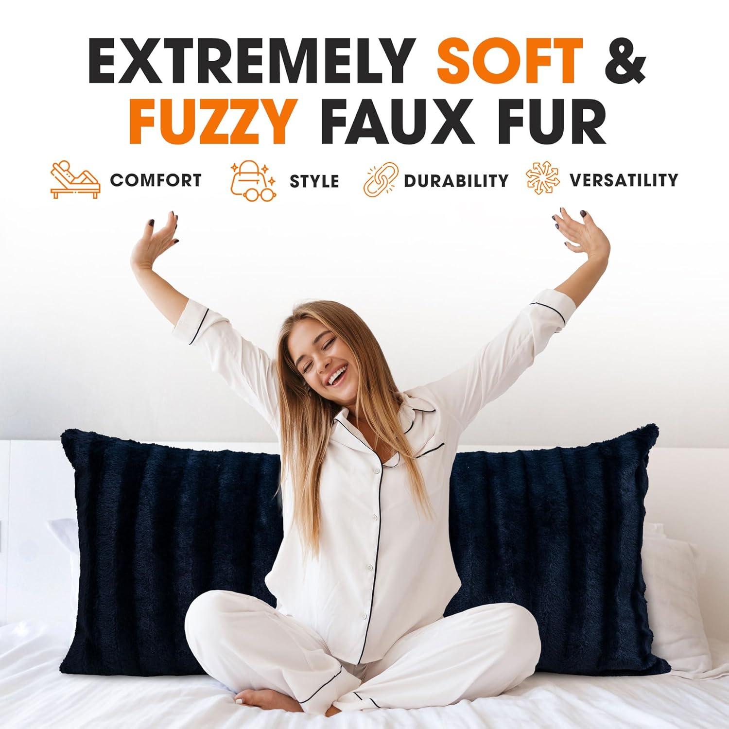 Cheer Collection Faux Fur Throw Pillow