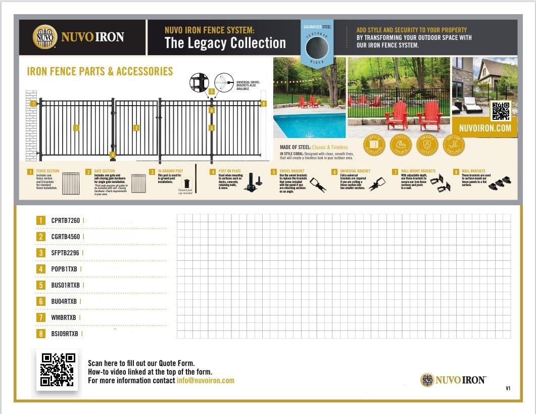 Legacy Collection Black Galvanized Steel Fence Mounting Bracket