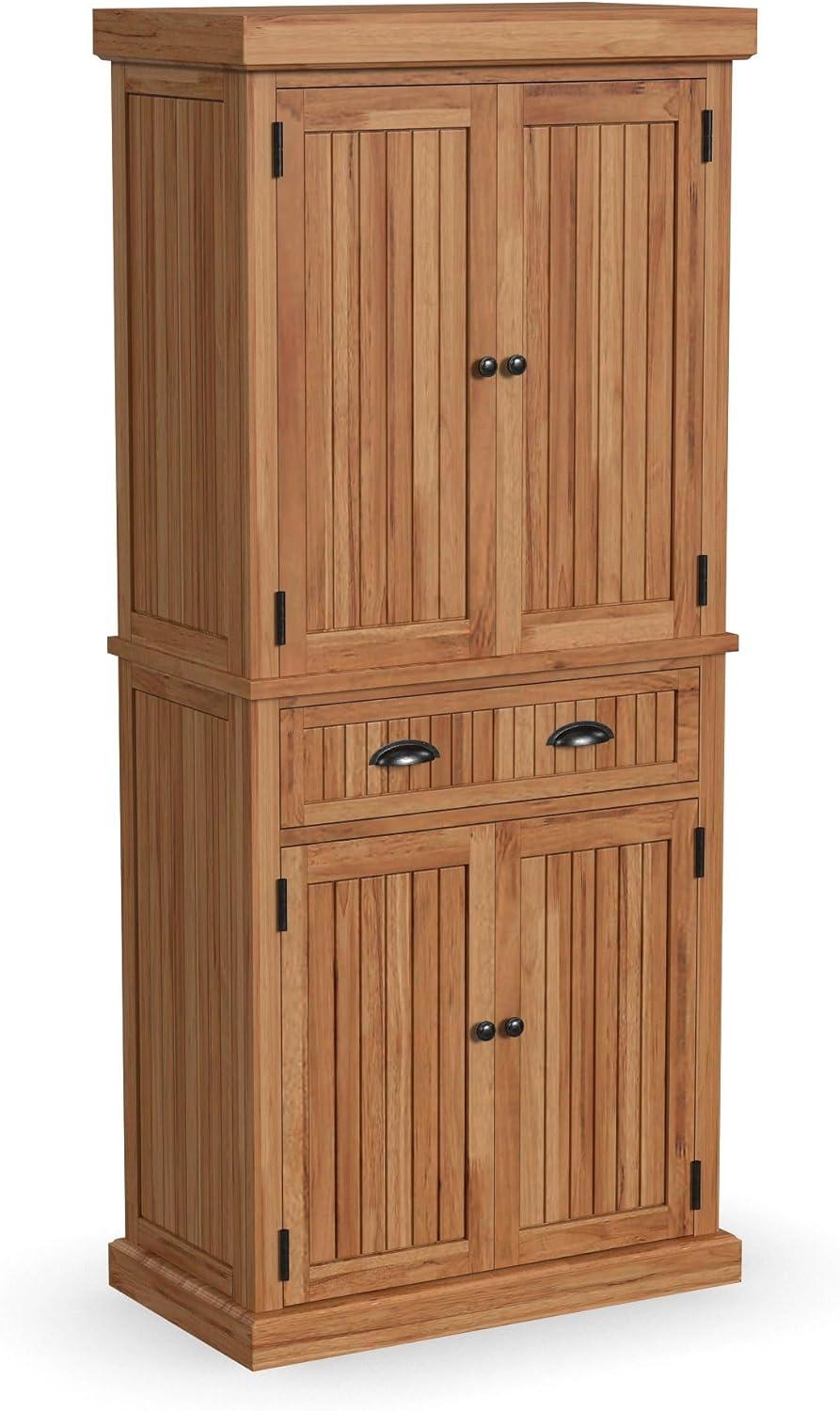 Nantucket Kitchen Storage Pantry - Natural: Home Styles, Hardwood Standing Cabinet with Drawer & Shelves