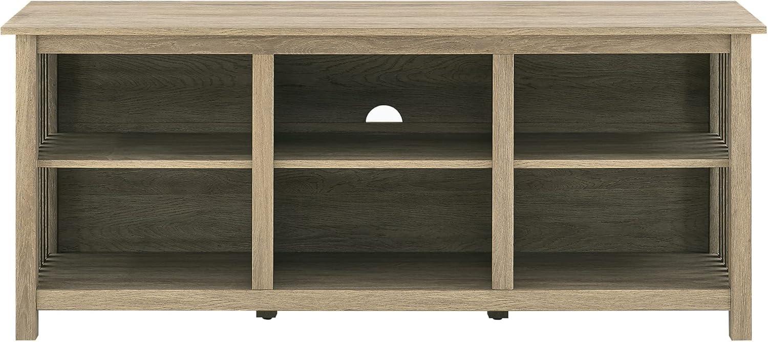 Driftwood Slatted Side TV Stand with Open Cubbies