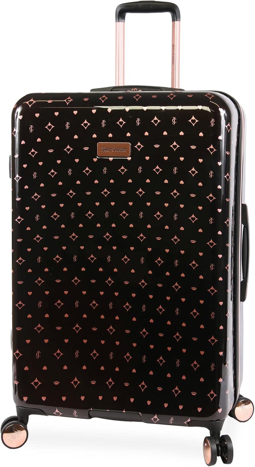 Juicy Couture Women's Arwen Spinner Luggage, Black/Rose Gold, 2pc Set