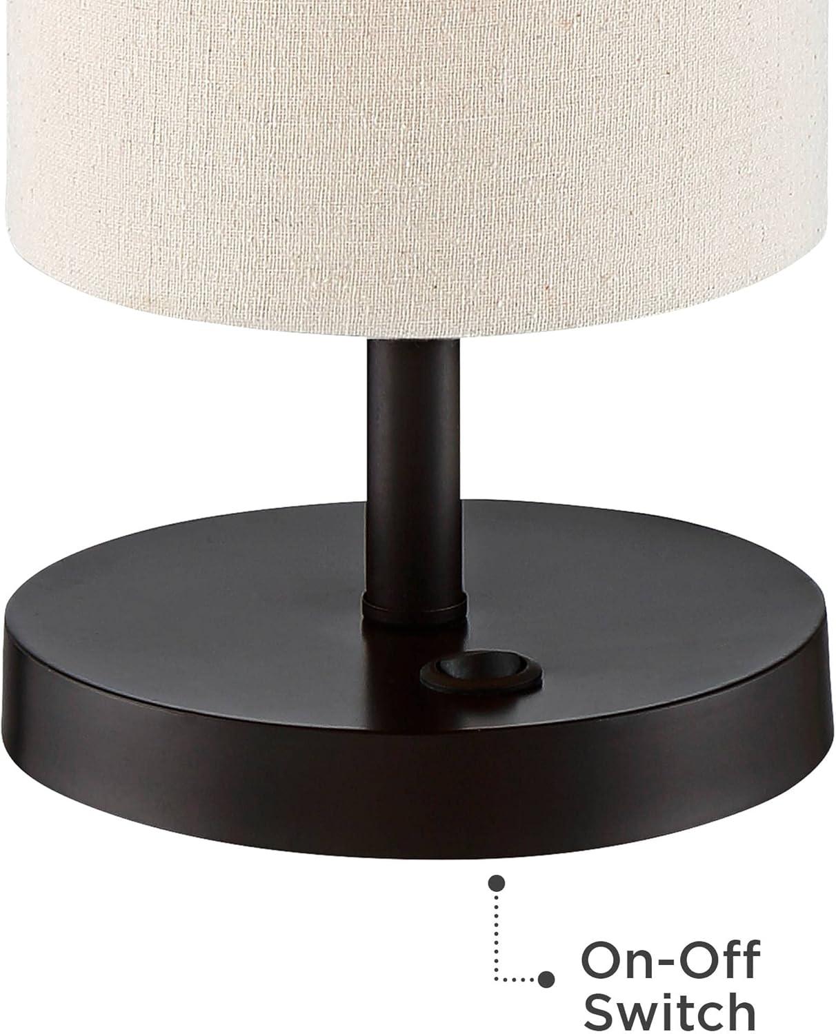 Heyburn Dark Bronze Table Lamp with USB and Oatmeal Shade