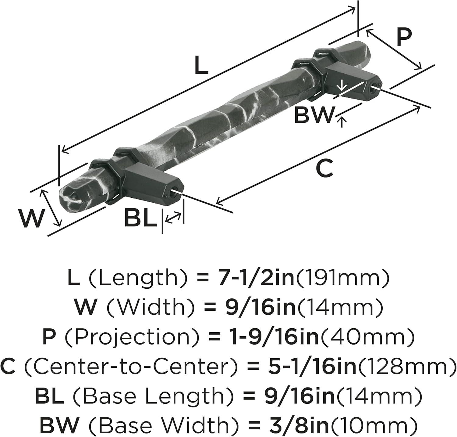 Amerock BP36649MBKBBR Carrione Cabinet Pull, 5-1/16 in (128 mm) Center-to-Center, Marble Black/Black Bronze