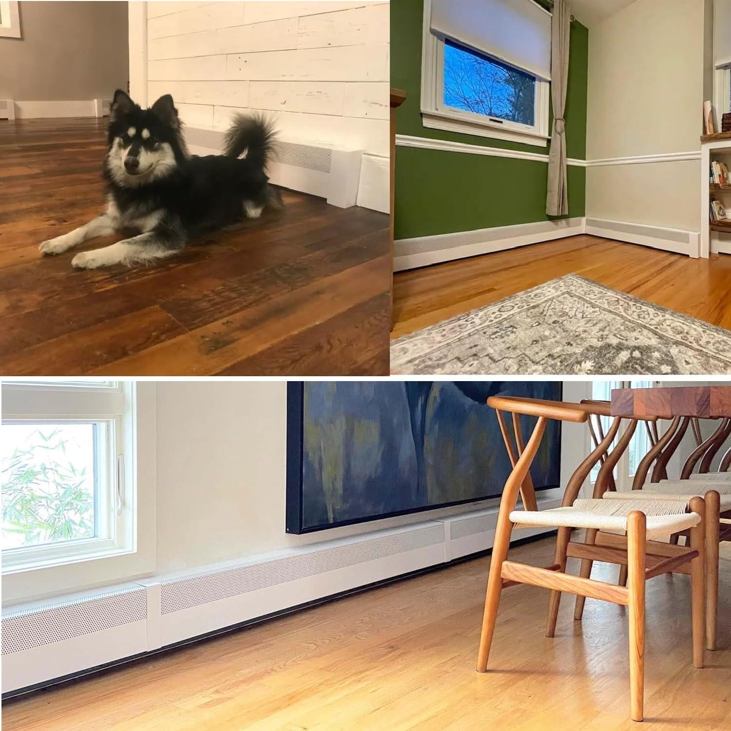 Baseboarders Baseboarders Basic Galvanized Steel Easy Slip-On Baseboard Heater Cover ONLY - White | ENDCAPS SOLD SEPARATELY