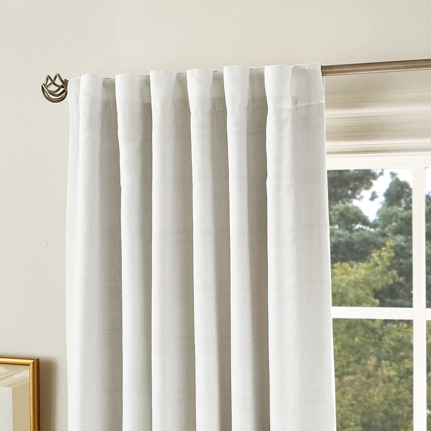 Martha Stewart Bedford Woven Plaid 95" Backtab Lined Cloud (Set of 2)