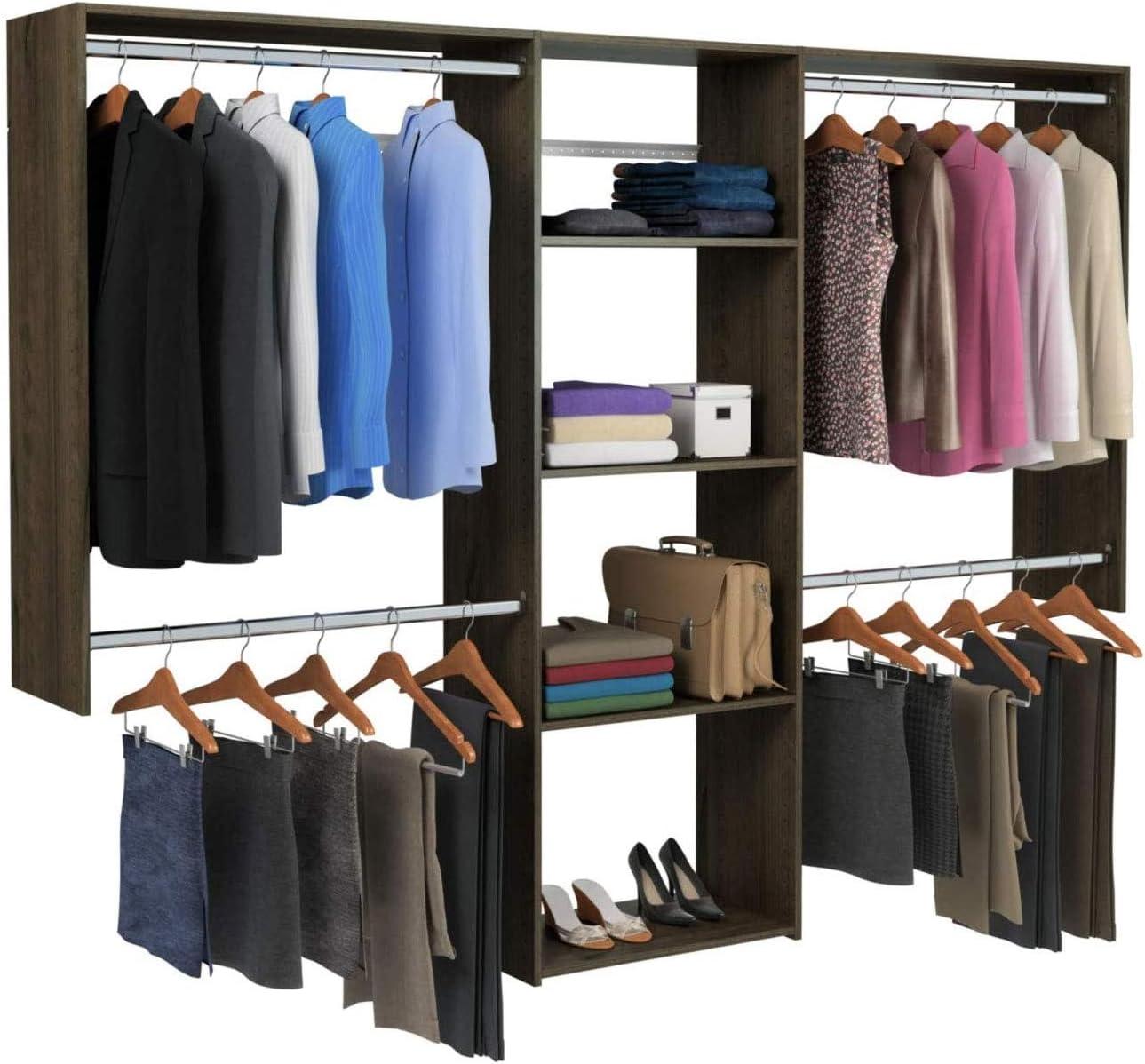 Truffle Wall Mounted Closet Organizer with Shelves and Rods