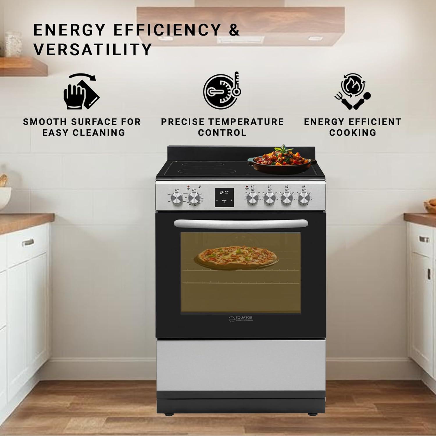 Equator Advanced Appliances Equator 24 Freestanding Electric Cooking Range in Stainless with Convection Oven