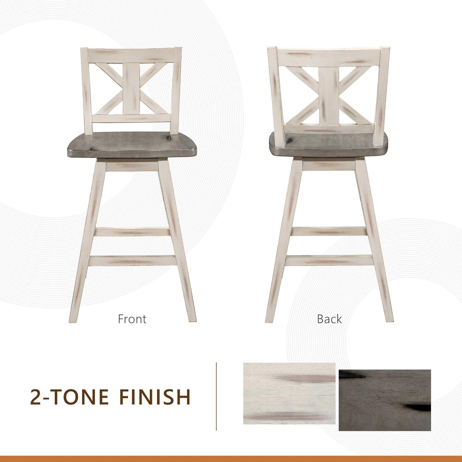 Open Box Homelegance Amsonia 24" Swivel Bar Height Chair Stool, White (2 Pack)