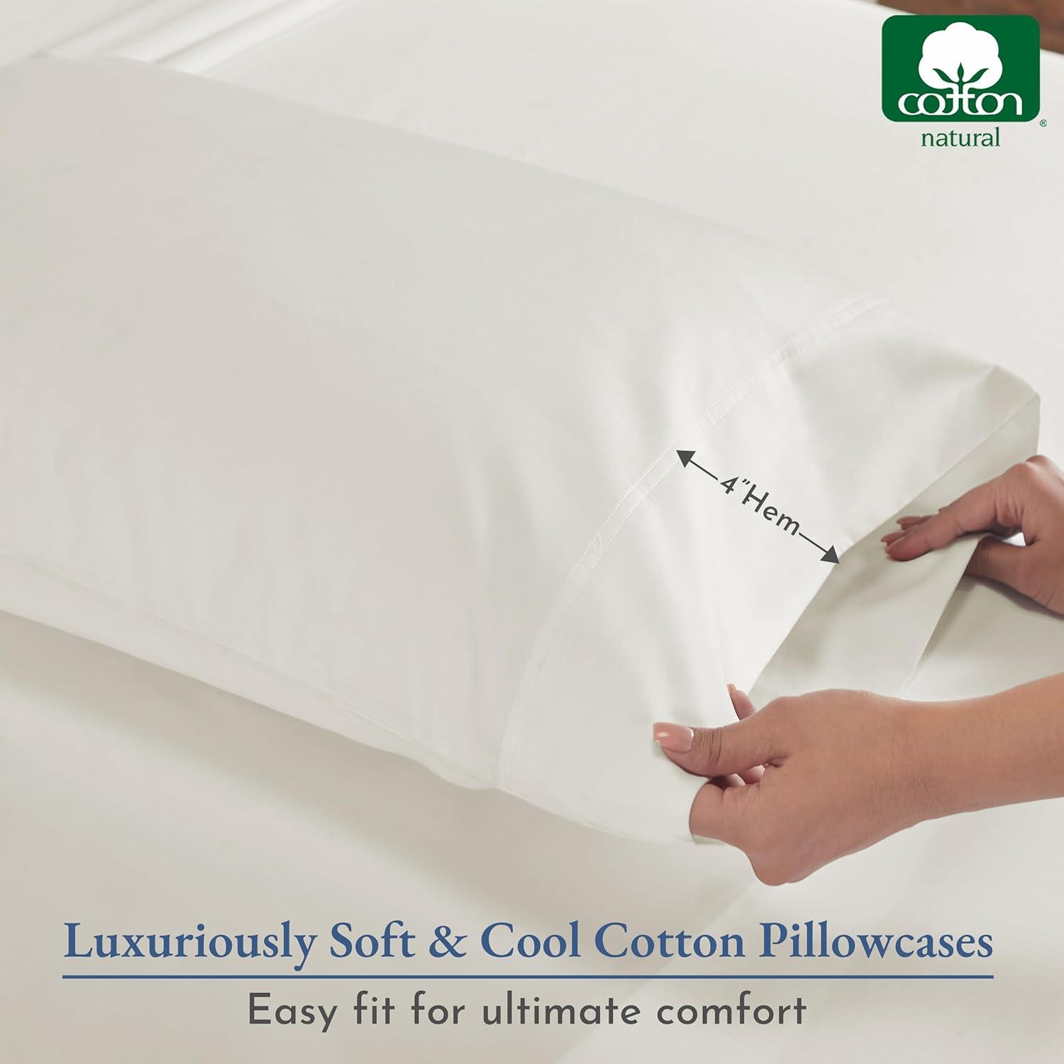 Luxury Pillowcase Set - 800 Thread Count 100% Cotton Sateen, Soft & Cooling Pillowcases by California Design Den