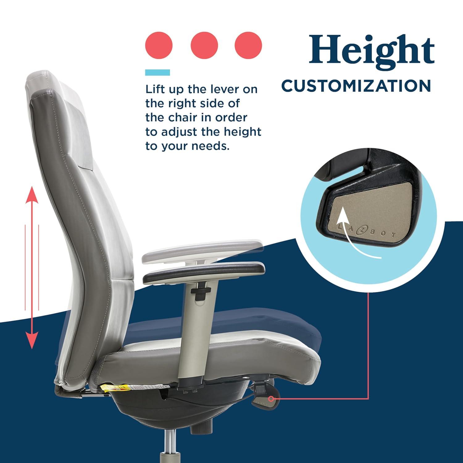 La-Z-Boy Baylor Bonded Leather Adjustable Ergonomic Executive Office Chair with Lumbar Support