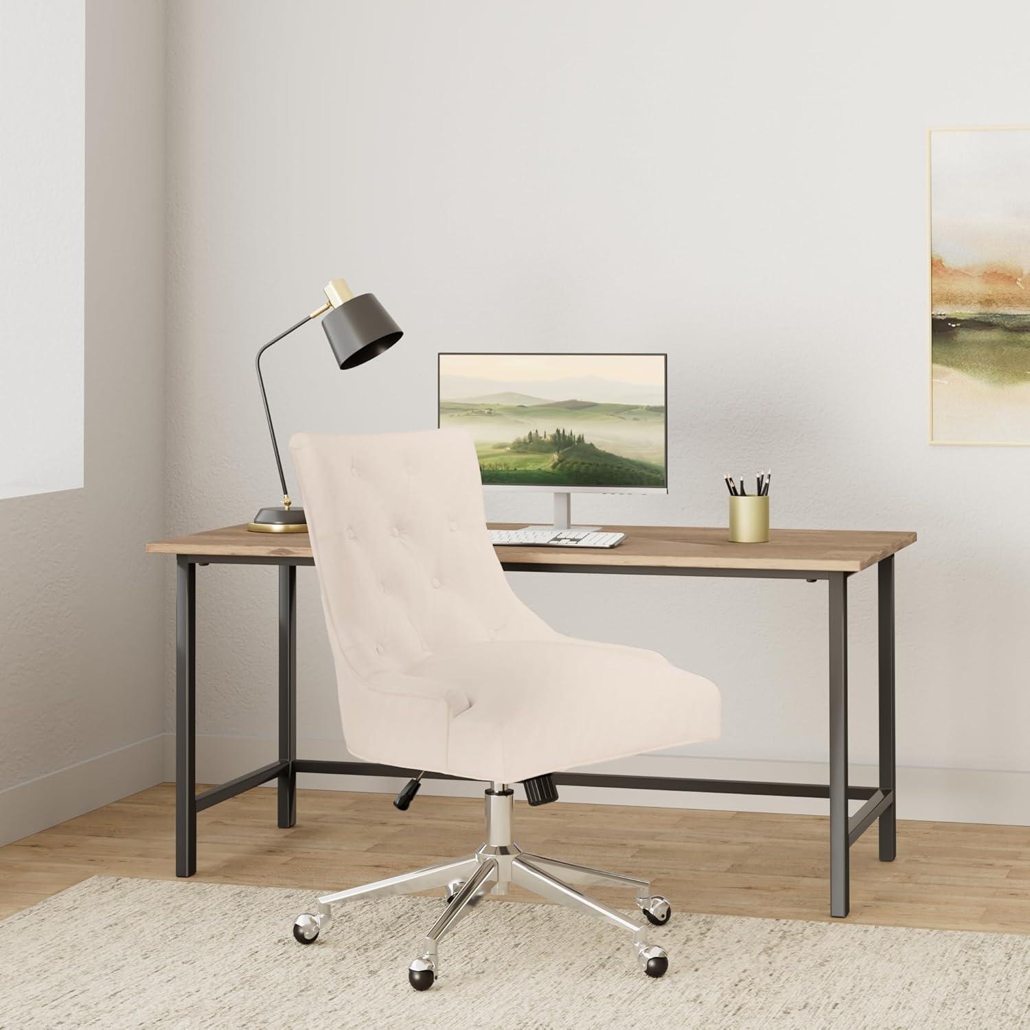 Amelia Office Chair Linen - OSP Home Furnishings: Swivel, Tufted, Adjustable Height, Metal Frame, No Arms