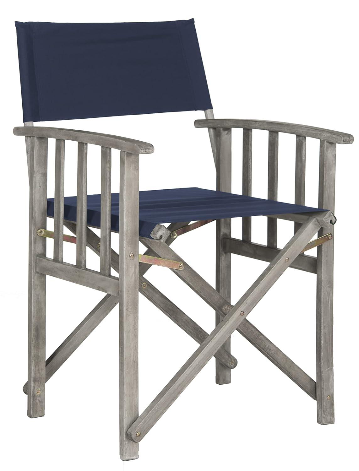Laguna Director Chair Indoor/Outdoor (Set Of 2) - PAT7004 - Grey/Navy - Safavieh
